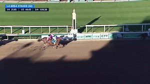 USHA ($13.20) splits rivals under the guidance of jockey Juan Hernandez and prevails in the $300,000 La Brea (G1) at Santa Anita Park. The 3YO filly by Coolmore America's Tiz The Law is trained by Bob Baffert and owned by Pegram, Watson or Weitman. | FanDuel Racing
