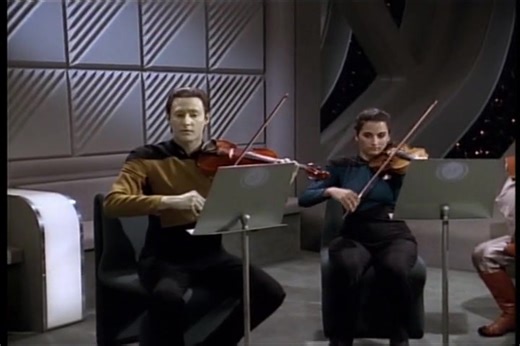 Starfleet Records. Starfleet Personnel: Jean-Luc Picard. Legacy: In Ten Forward, a string quartet is tuning up. Data enters carrying a violin and approaches Captain Picard and Dr. Crusher, who are sitting nearby at a table. Data takes his place, but just as the quartet begins the first movement ("Allegro") of Mozart's Eine kleine Nachtmusik, Riker calls Picard to the bridge, forcing the Captain to depart, painfully aware that it appears he's walking out performance. When Picard gets to the bridg