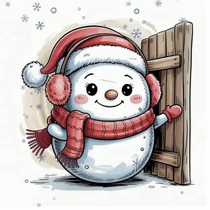 Illustration Noël Bonhomme de Neige Père Noël - Etsy France