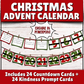 Christmas Kindness Countdown | Editable Advent Calendar Activities & Prompts