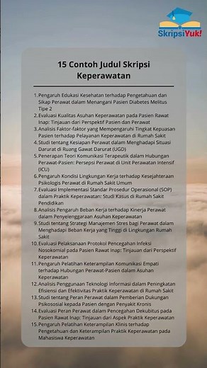 15 Contoh Judul Skripsi Keperawatan