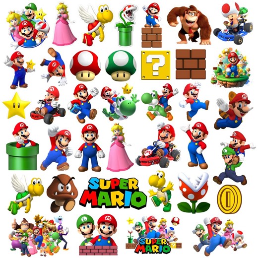 Super Mario SVG Bundle for Cricut and Sublimation, Mario Cut Files, Mario Clipart, Super Mario Font, Mario PNG, Super Mario Clipart PNG - Etsy UK