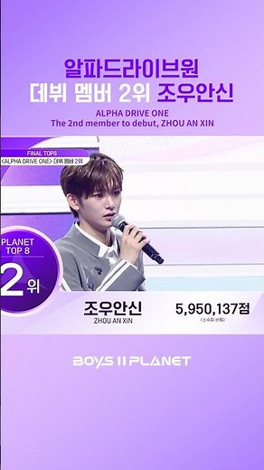[BOYS II PLANET] 알파드라이브원 데뷔 멤버 2위 조우안신