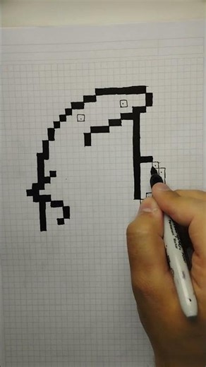 Drawing the Flork Meme Pixel Art 🔪 | Funny Grid Art #pixelart #shorts
