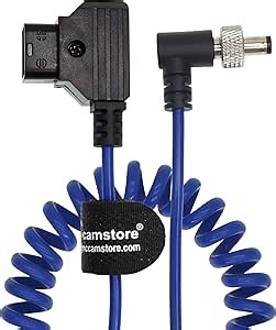 D-Tap to Locking DC Barrel 5.5x2.1 Monitor Power Cable Compatible for Atomos Inferno Video Devices PIX-E7 PIX-E5 Hollyland Mars 400s Amaran 60X, Blue (Angle Locking, Blue Coiled Cable)