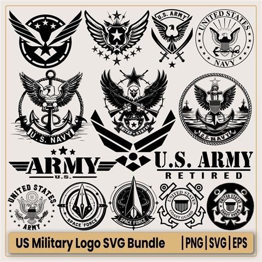 US Military Logo SVG Bundle | Armed Forces SVG | Coast Guard Svg | Us Army Logo - Etsy