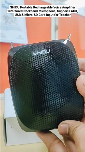 SHIDU Portable Rechargeable Voice Amplifier Wired Neckband Microphone AUX USB Unboxing and Review