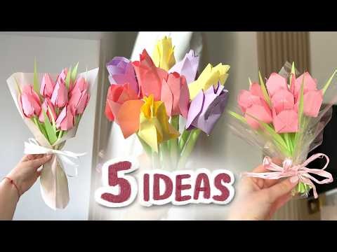 5 Way to Make Paper Tulips | 5 Easy Paper Tulips Ideas | DIY🌷