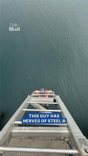 Daredevil faceplants into water from 70ft