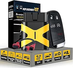 Dodge Self programmable Car Key Keyless Entry Remote/12+8 Cable Adapter Replacement for 2018+ Dodge/Challenger/Charger/Chr-ysler with FCC: M3N-40821302 (5 Button)