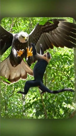 “Savage Eagle Attack on Monkey – Nature’s Brutal Moment 🦅” #shorts #nature #wildlife