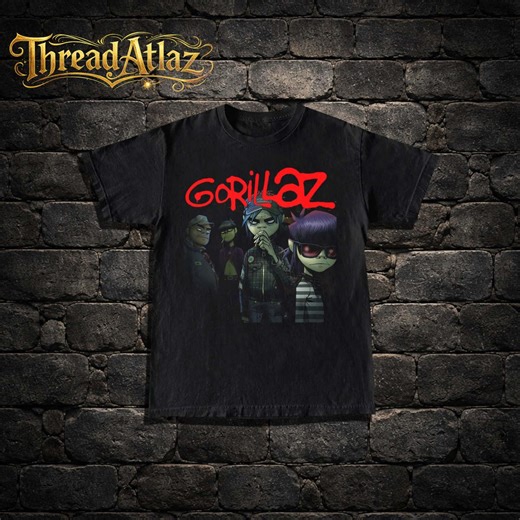 Gorillaz Band T-shirt, Cartoon Band Graphic Tee, Indie Music Fan Shirt, Retro Festival Band Tee, Gorillaz Graphic T-shirt - Etsy