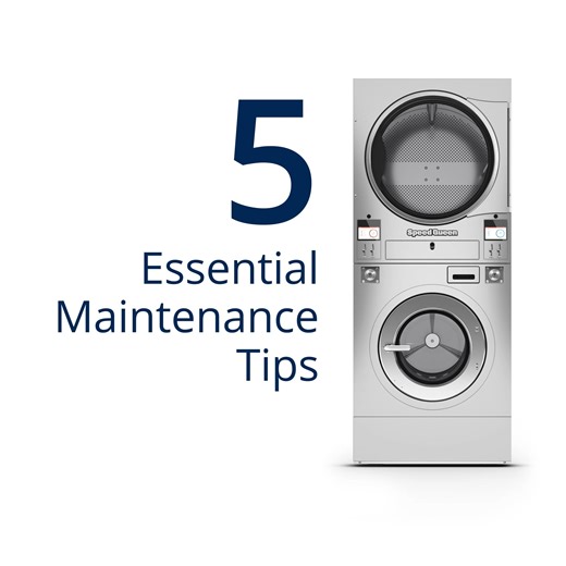Don't let your stack washer extractor/tumble dryer run at anything but peak performance. Here are 5 easy maintenance tips:  Clean the lint filter before drying each load  Inspect the outside weather hood frequently  Check hoses monthly  Check the filter screens annually  Inspect the exhaust duct annually #CommercialLaundry #CommercialWashers #LaundryMaintenance #SpeedQueen | Alliance Laundry Systems Distribution | Facebook
