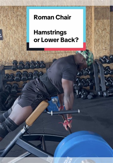 Arching or exaggerating lumbar extension during this 45-degree back extension shifts the load away from your glutes and hamstrings straight into your lower back. The primary action here is hip extension. This free-weight 45-degree variation (Roman chair or hyperextension bench) with dumbbells or barbell loaded on the shoulders/upper back makes it tougher at the bottom. This biases the hamstrings more due to increased length and torque demand in that stretched position. #gymtok #bodybuilding