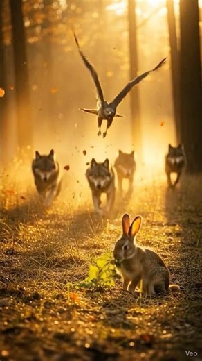 Hawk Saves Rabbit 🦅❤️ | Epic Wildlife Rescue in Golden Forest #shorts