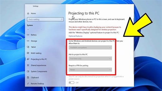 how to enable projecting to this pc on windows 11