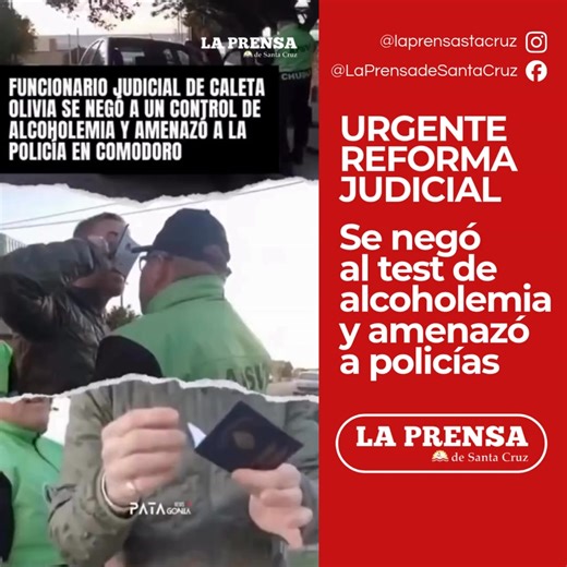 SE NEGÓ AL TEST DE ALCOHOLEMIA Y AMENAZÓ A POLICÍAS Un funcionario judicial de Caleta Olivia fue interceptado en Comodoro Rivadavia y se negó a realizar el control de alcoholemia, efectuando maniobras peligrosas y amenazando al personal policial. USTEDES, QUE OPINAN ? #Judiciales #NoHizoCasoComoColapinto | La Prensa de Santa Cruz