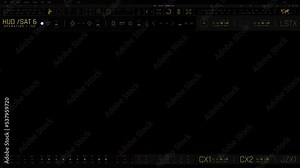 Futuristic digital interface screen. Streaming and flashing computer interface with map, satellite images and network status, levels and spectrum of signals, Extremely detailed. geopolitical situation