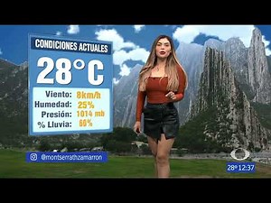 Weather Girl in a Short Black Leather Mini Skirt