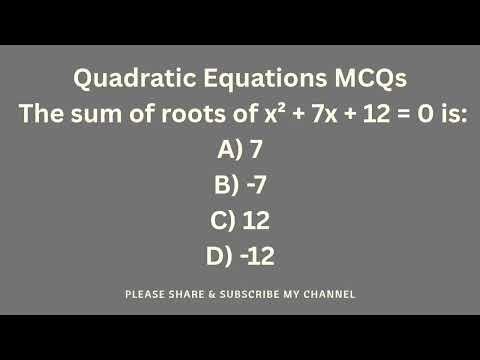 Quadratic Equation Mcqs |Mcqs | math mcqs | Second Degree of Polynomial