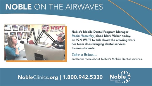 🎙️ Noble Community Clinics’ Mobile Dental Program Manager Robin Hemerley sat down with Mark Vicker on 97.9 WSPT to talk about the amazing work her team does bringing services to students and nursing homes in the area! ✨ 🎧 Listen to Robin’s full interview below! #NobleCommunityClinics #Dentalcare #mobiledental | Noble Clinics