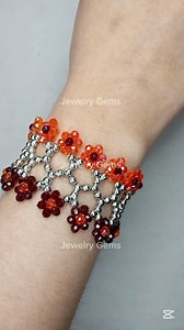 122K views · 3.2K reactions | Bracelet  #JewelryGems #bracelet Materials: 1. Silver round beads 4mm 2. Maroon crystal beads 4mm 3. Orange crystal beads 4mm 4. Beading needles #11 & thread 5. Clasps & scissor  Thread length: 150cm | Jewelry Gems | Facebook