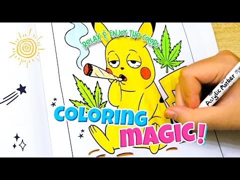 Pikachu Stoner Coloring 🌿Funny Weed Art & Relaxing Coloring Vibes 🎨