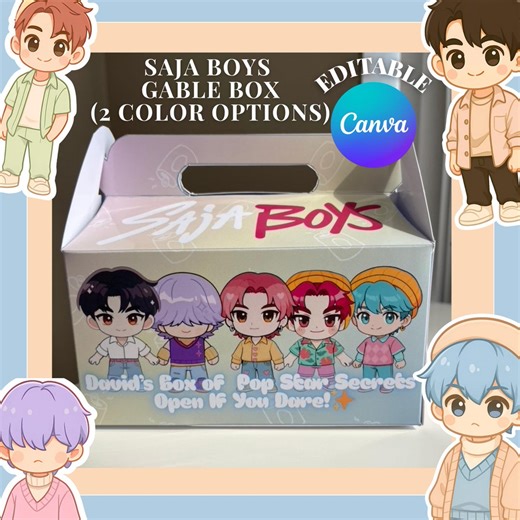 KPOP Demon Hunters SAJA Boys Gable Box, Personalized KPOP Party Favor (digital Download) - Etsy Canada