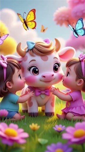 Baby Cow Fun with Kids 🐄 | Colorful Animal Short #Shorts