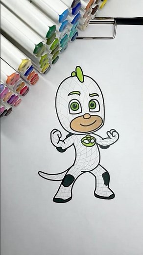 REVERSE Coloring PJ Masks Gekko 🦎 #pjmasks #gekko #reversecoloring #coloringtime #markers #kidsart
