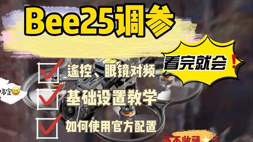 全网最详细Bee25穿越机调参教学，一个视频教你用betafight完成对频、激活、基础设置以及如何使用官方pid和滤波
