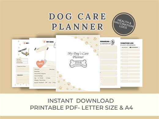 Dog Care Planner Printable – Color Edition – Health & Vaccination Log – A4 | US Letter PDF - Etsy