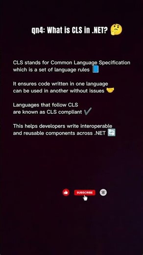 Questions 4: What is CLS in .NET? 🤔#dotnet #tech #interview Interview Questions.net