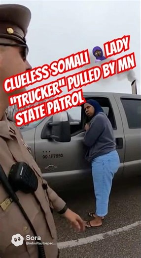 Somali 🤡 lady “trucker” pulled over by state patrol #bodycam #trucker #trucking #minnesota #diesel