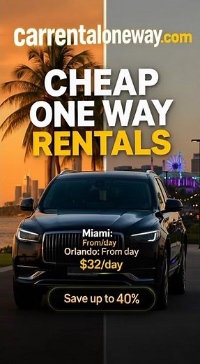 Miami to Orlando Rental Car Deals – Compare Prices & Book Easy 2026