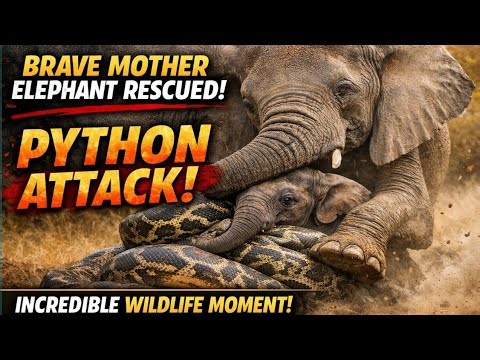 Brave Mother Elephant Rescued After Massive Python Attack – Incredible Wildlife Moment!#animals