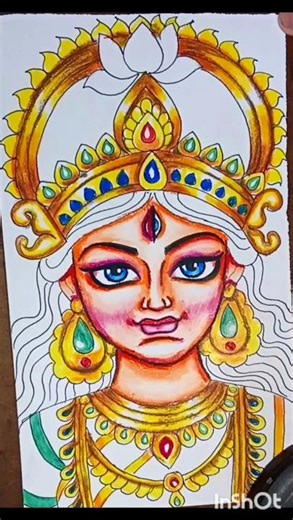 মা আসছে বাসন্তী রূপে 🌼| Maa Durga Drawing Coloring Process🎨 #shorts#hindugoddess#durgapuja#navratri