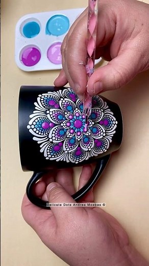 Step by step digital dot mandala mug painting tutorial Etsy @ Delicatedotsandrea #art #craft #viral