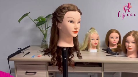 Mannequin Head with 100% Real Human Hair Cosmetology Mannequin Head to Practice Hairstyles Doll Head Training Head for Hairdresser (Brown)