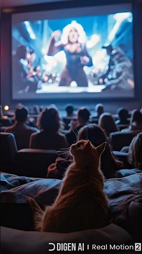 Cat Goes to the Cinema 🍿 | Cute Cat Watching a Movie on Big Screen