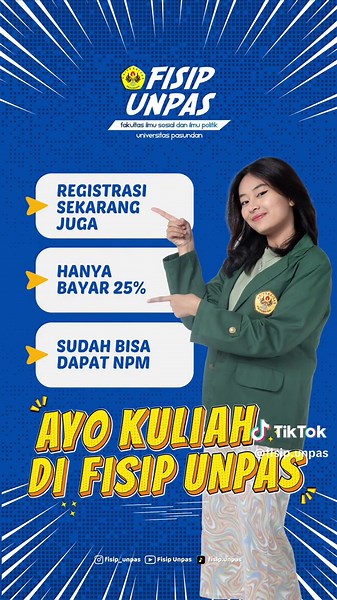 Tunggu apalagi, yuk registrasi sekarang juga dan bergabung bersama kami di FISIP Unpas❗️ . . #pmbfisip #mahasiswabaru #pmdkunpas #infobandung #kampusviral #pmbunpas #bandung #kampusbandung #unpaslengkong #unpas #universitaspasundan #fisipunpasexcellent #fisipunpasjuara #fisipunpas