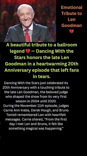 Dancing With the Stars Pays Emotional Tribute to Len Goodman 💔 | 20th Anniversary Special
