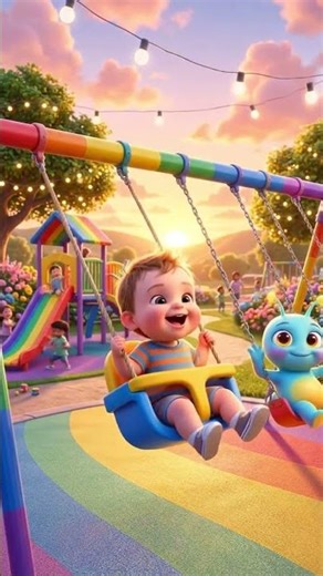 👶👽 Baby & Alien Friends Swinging in the Park 🌈🛝