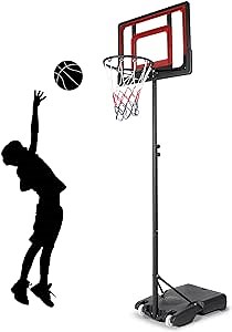 Basketball Hoop Outdoor Kids Basketball Goal,5FT -7FT High Adjustable Basketball Court,33.5" Backboard &15 inch Rim (6-12 Years Old)