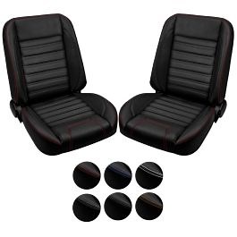 TMI Bucket Seat Sport Pro-Series Low Back Black With Brackets Pair Chevrolet C10 1960-1972