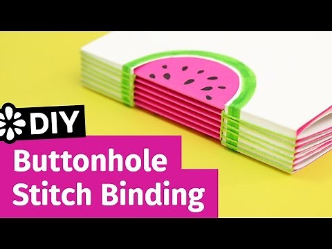 DIY Buttonhole Stitch Bookbinding | Watermelon Notebook | Sea Lemon