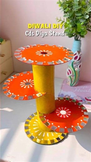 DIY Diya Stand Using Cds #diy #bestoutofwaste #diyastand #shortsviral #shorts #ytshorts #festive