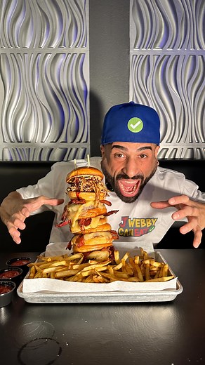 13K views · 465 reactions | This was one of my fav challenges on my recent American food tour - @barcodeburgers BFB Challenge This burger challenge is so delicious, I wish I had time to enjoy it more. I was aiming for record pace but finished just over the time. Still a weapon feed. I’m definitely coming back to give this one a rematch, not just to try for the record again but so I can eat this yummy burger again! #foodchallenge #burgerchallenge #burgerporn | JWebby Can Eat | Facebook