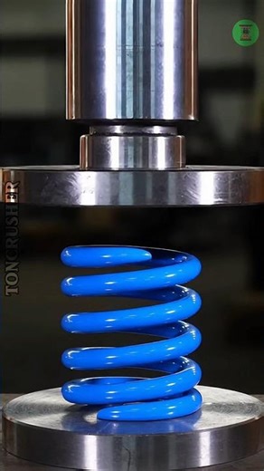 Hydraulic Press vs Blue Elastic Spring | Ultra-Realistic Compression Test