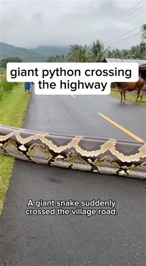 Giant python crossing the highway #snake #phyton #animals #viralshorts